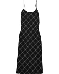 Black Print Wool Midi Dress