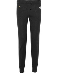 Bella Freud Star Spangle Metallic Intarsia Cashmere Blend Track Pants Black