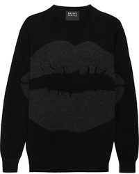 Markus Lupfer Natalie Intarsia Metallic Wool Sweater Black