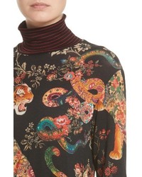 Etro Tiger Print Mock Neck Sweater