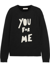 Chinti and Parker You For Me Printed Merino Wool Sweater Black