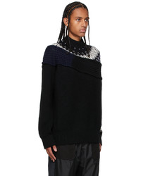 Sacai Black Knit Wool Crewneck Sweater