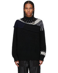 Sacai Black Knit Wool Crewneck Sweater