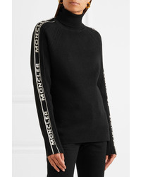 Moncler Intarsia Wool Turtleneck Sweater Black