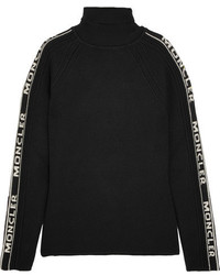 Moncler Intarsia Wool Turtleneck Sweater Black