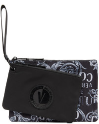 VERSACE JEANS COUTURE Black Gray Zip Pouch