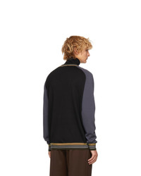Fendi Black And Grey Striped Bag Bugs Sweater