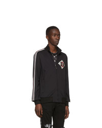 Dolce and Gabbana Black Dg Patch Zip Up Sweater