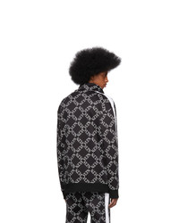 Valentino Black Vltn Grid Zip Up Sweatshirt