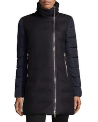 Moncler Aglaia Wool Coat Wquilted Combo Black