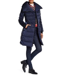 Vera Wang Asymmetrical Zip Down Puffer Coat