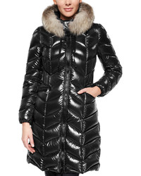 Moncler Bellette Fur Trim Puffer Coat