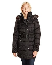 Betsey Johnson Puffer Coat With Faux Fur Hood
