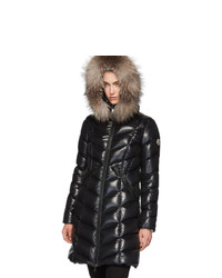 Moncler Black Down And Fur Fulmarus Coat
