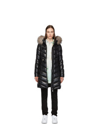 Moncler Black Down And Fur Fulmarus Coat