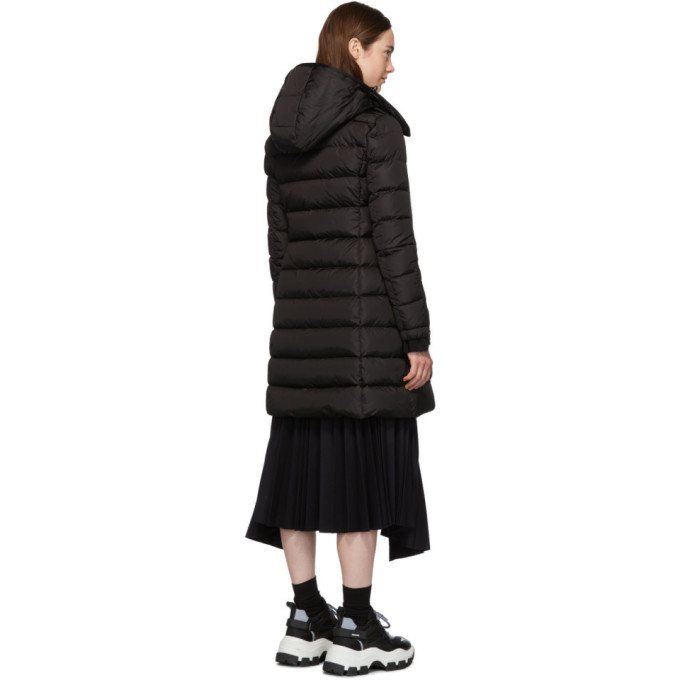 Moncler Black Down Betulong Hooded Coat, $1,705 | SSENSE | Lookastic