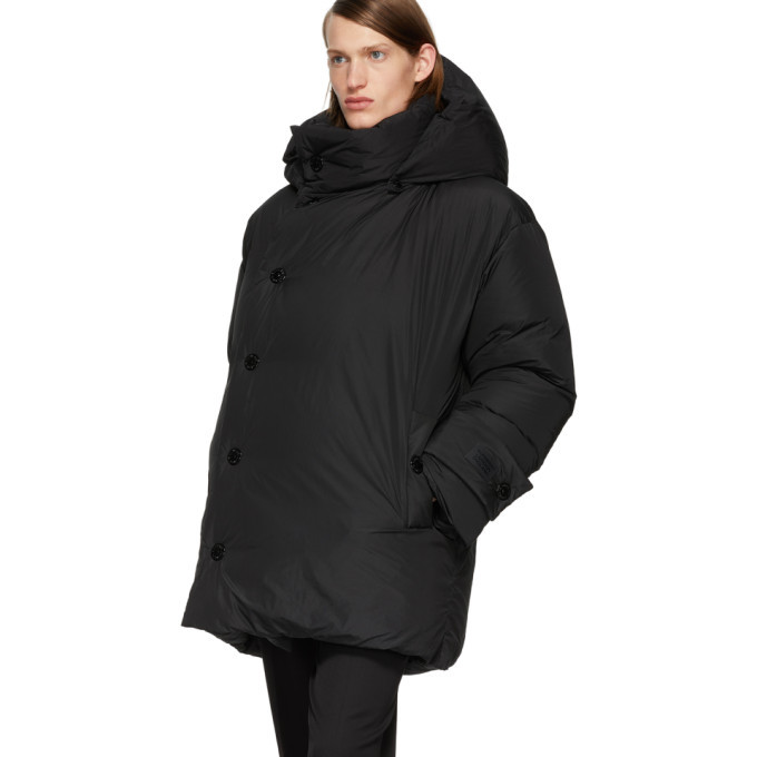 Burberry Black Down Oversized Wrap Coat, $840 | SSENSE | Lookastic