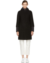 Herno Black Wool And Nylon Layered Cocoon Coat