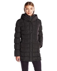 Calvin Klein Puffer Coat Long With Knit Trim Side Detail