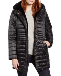 Gallery Channel Quilted Jacket With Faux Fur Lined Hood