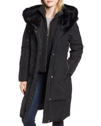 Cole Haan Down Feather Coat With Faux Fur Hood
