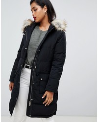 Vila Down Padded Jacket With Faux Fur