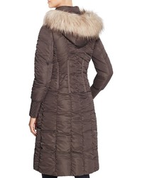 T Tahari Elizabeth Faux Fur Trim Long Puffer Coat