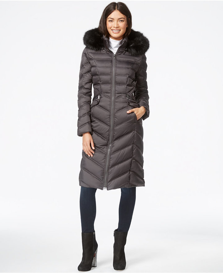 long down coat with fur hood