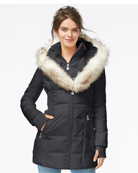 Betsey Johnson Faux Fur Hood Quilted Puffer Coat
