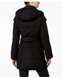 Calvin Klein Faux Fur Trim Asymmetrical Water Resistant Puffer Coat