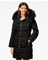 Cult of Individuality Down Puffer Jacket with Faux Fur Trim in Black