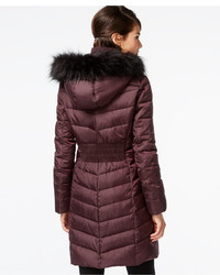DKNY Faux Fur Trim Hooded Down Puffer Coat