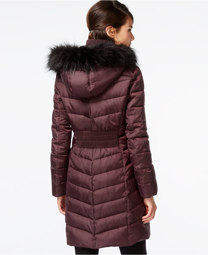 DKNY Faux-Fur-Trim Hooded Puffer Coat - Macy's  Faux fur hooded coat,  Puffer coat, Warm outfits