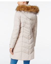 Tommy Hilfiger Faux Fur Trim Hooded Quilted Puffer Coat