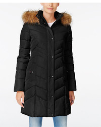 Tommy Hilfiger Faux Fur Trim Hooded Quilted Puffer Coat