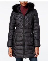 Bar III Faux Fur Trim Quilted Puffer Coat Only At Macys
