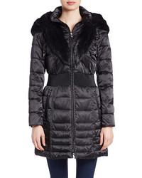 Laundry by Shelli Segal Faux Fur Trimmed Hooded Puffer Coat