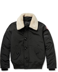Canada Goose Foxe Shearling And Leather Trimmed Shell Down Bomber Jacket