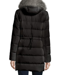 Moncler Fragonette Quilted Puffer Coat Wdetachable Fur Hood Black