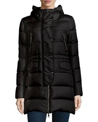 Moncler Fragonette Quilted Puffer Coat Wdetachable Fur Hood Black