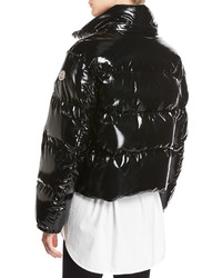 Moncler Gaura Shiny Puffer Quilted Coat Black