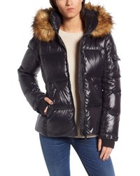S13/Nyc Kylie Faux Fur Trim Gloss Puffer Jacket