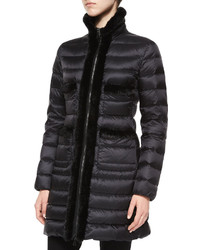 Moncler Lacainiz Mink Fur Trim Coat Black