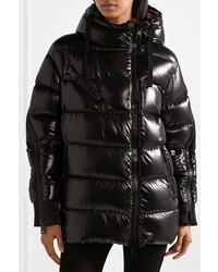 Moncler Liriope Quilted Glossed Shell Down Hooded Coat Black