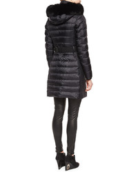 Burberry London Fur Trimmed Quilted Puffer Coat