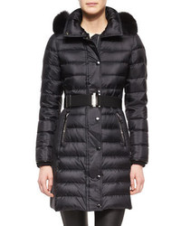 Burberry London Fur Trimmed Quilted Puffer Coat