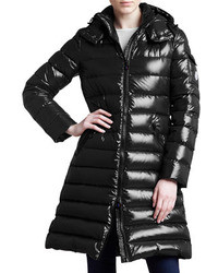 Moncler Long Puffer Coat With Hood Black