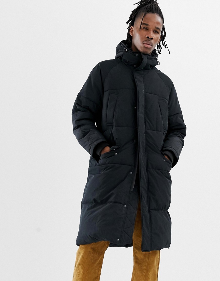 ASOS DESIGN Longline Puffer Jacket With Hood In Black, $40 | Asos ...