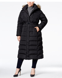 MICHAEL Michael Kors Michl Michl Kors Plus Size Hooded Faux Fur Trim Down Belted Maxi Puffer Coat