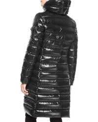 Moncler Moka Shiny Fitted Puffer Coat With Hood